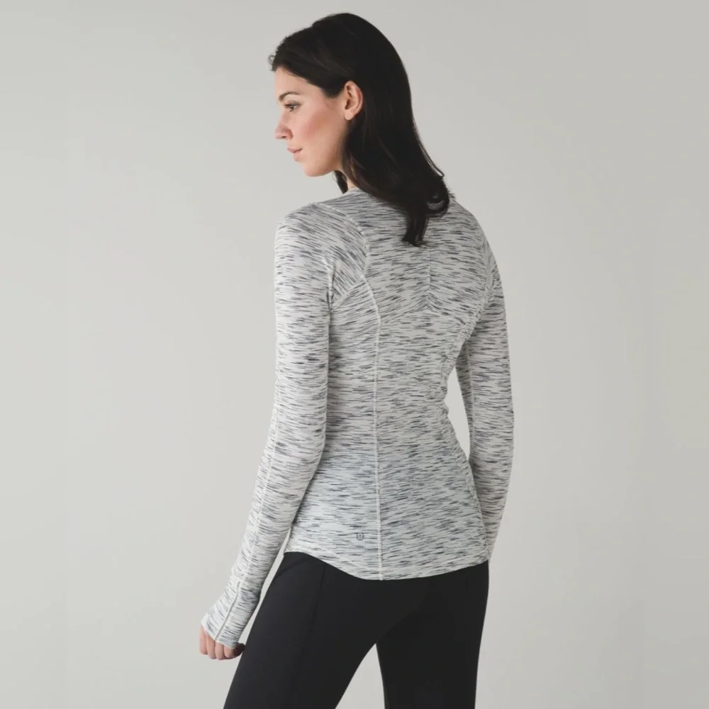 Lululemon 5 Mile Long Sleeve Tiger Space Dye Black White Size 2